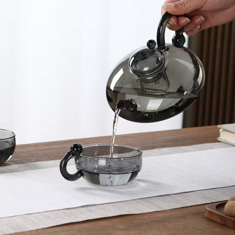 20.3 oz Heat-Resistant Glass Tea Set with 4 Cups