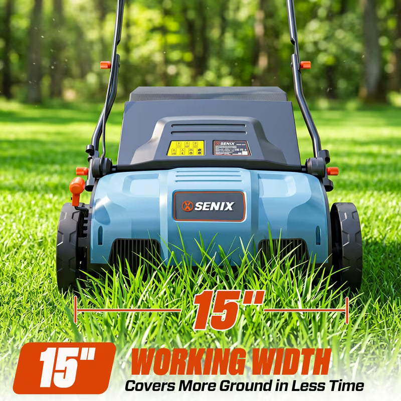 15-Inch 13 Amp Electric 2-in-1 Lawn Dethatcher and Scarifier