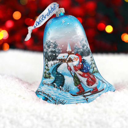 Sledging Santa Ball Glass Ornament