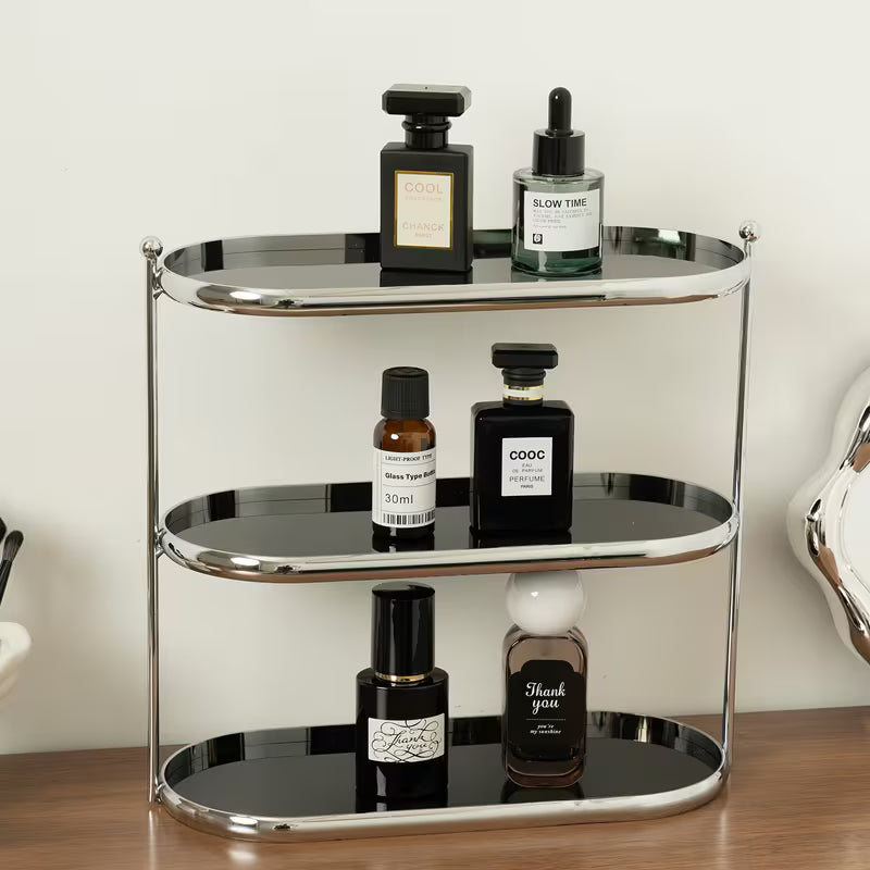 Tiered Acrylic and Metal Standing Shelf Rack for Bathroom and Vanity