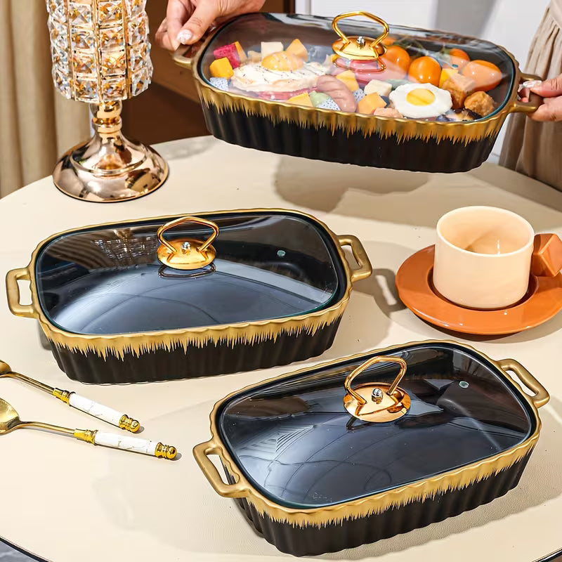 Ceramic Baking Pan and Serving Plate Set for Pizza and Bread