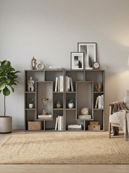 7-Tier Cube Bookshelf, Tall Narrow Bookcase for Small Spaces