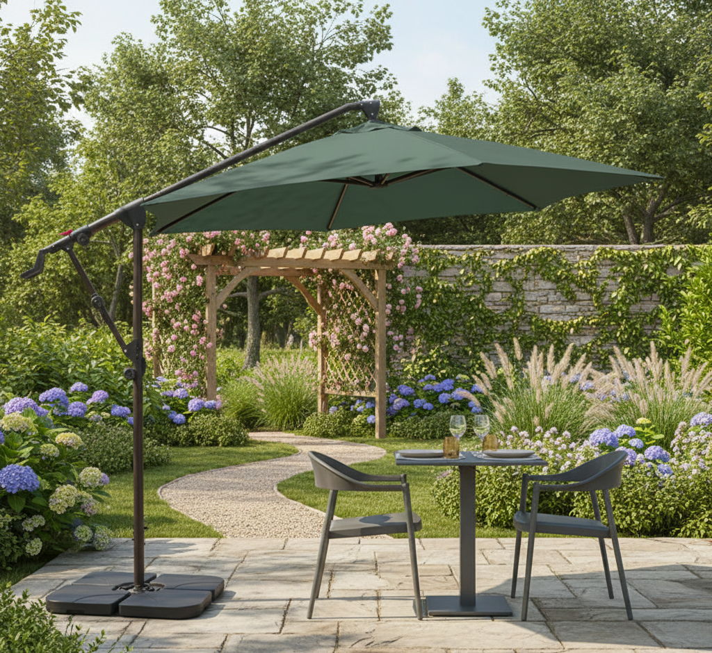 10 ft Cantilever Patio Umbrella with Crank – Multiple Colors
