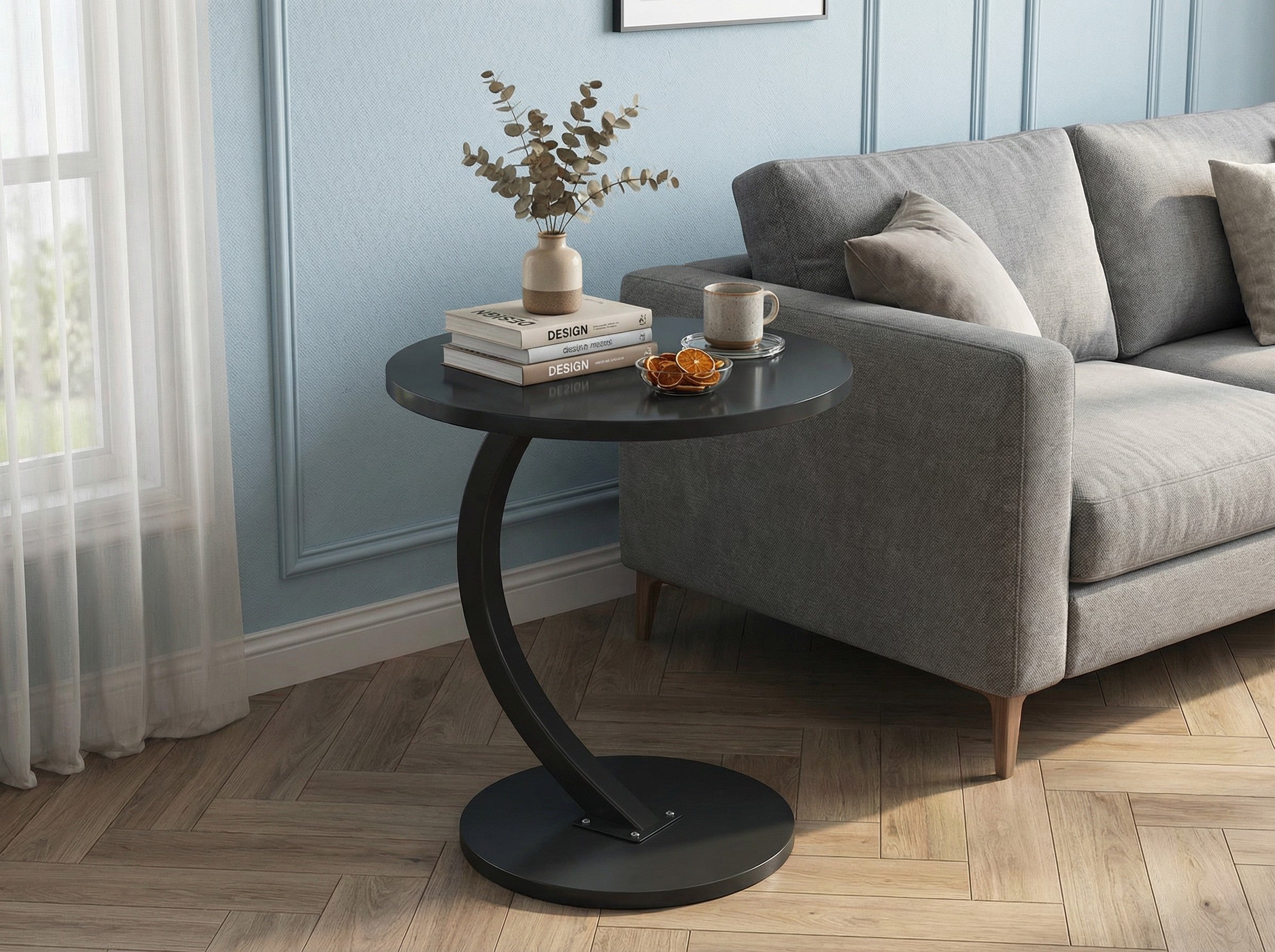 Modern Side Table – Round, C-Shape & Petal Designs | Sofa End Table with Metal