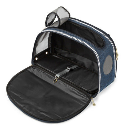 Denim Pet Carrier – Breathable, Stylish & Travel-Ready