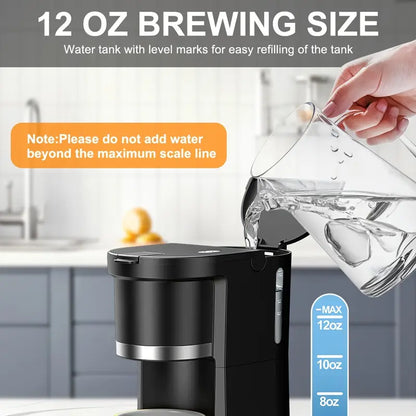 Compact Single-Cup Coffee Maker 6-12oz Rapid Brew Auto Shut-Off