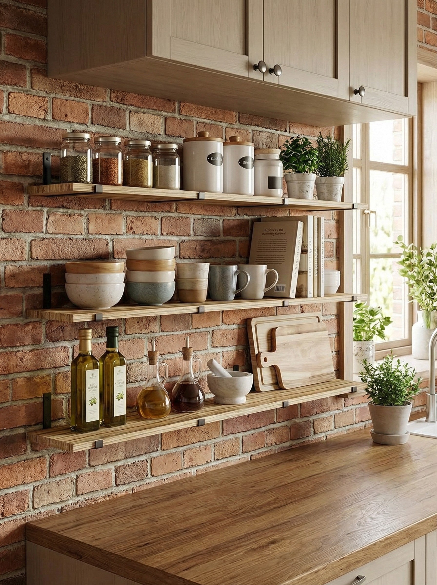 Wood Wall Shelves 15.8” with Metal Brackets – Rustic Floating Shelves | 5/8 Pack