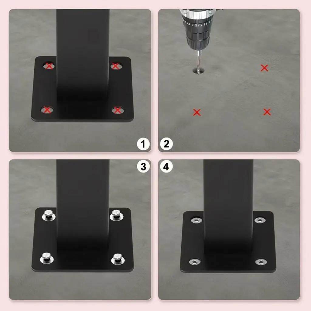 Outdoor Stair Handrail for 1–4 Steps, Adjustable Black Steel Railing