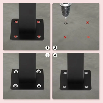 Outdoor Stair Handrail for 1–4 Steps, Adjustable Black Steel Railing