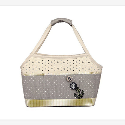 Canvas Pet Carrier Tote with Nautical Design – Breathable & Stylish