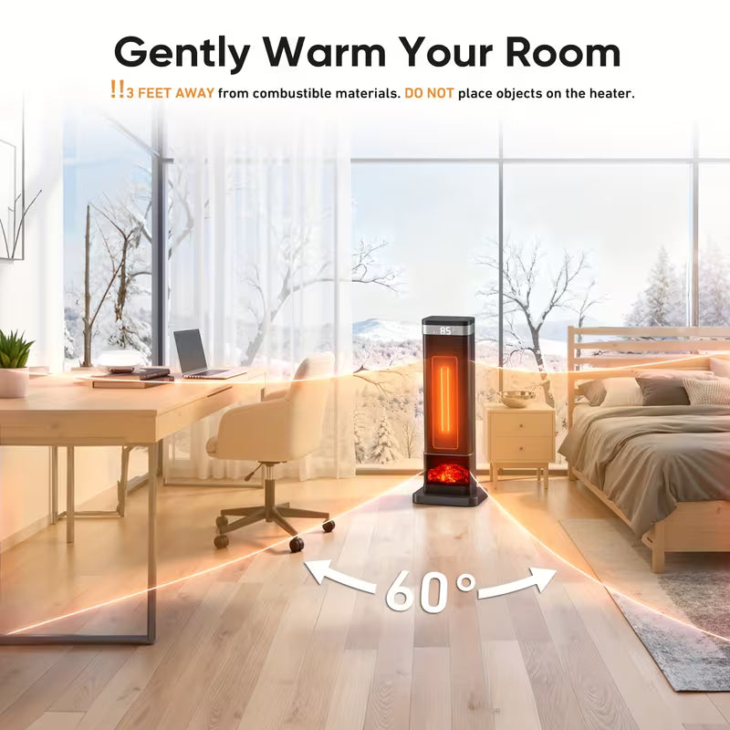 1500W Portable Electric Space Heater with Remote and Thermostat