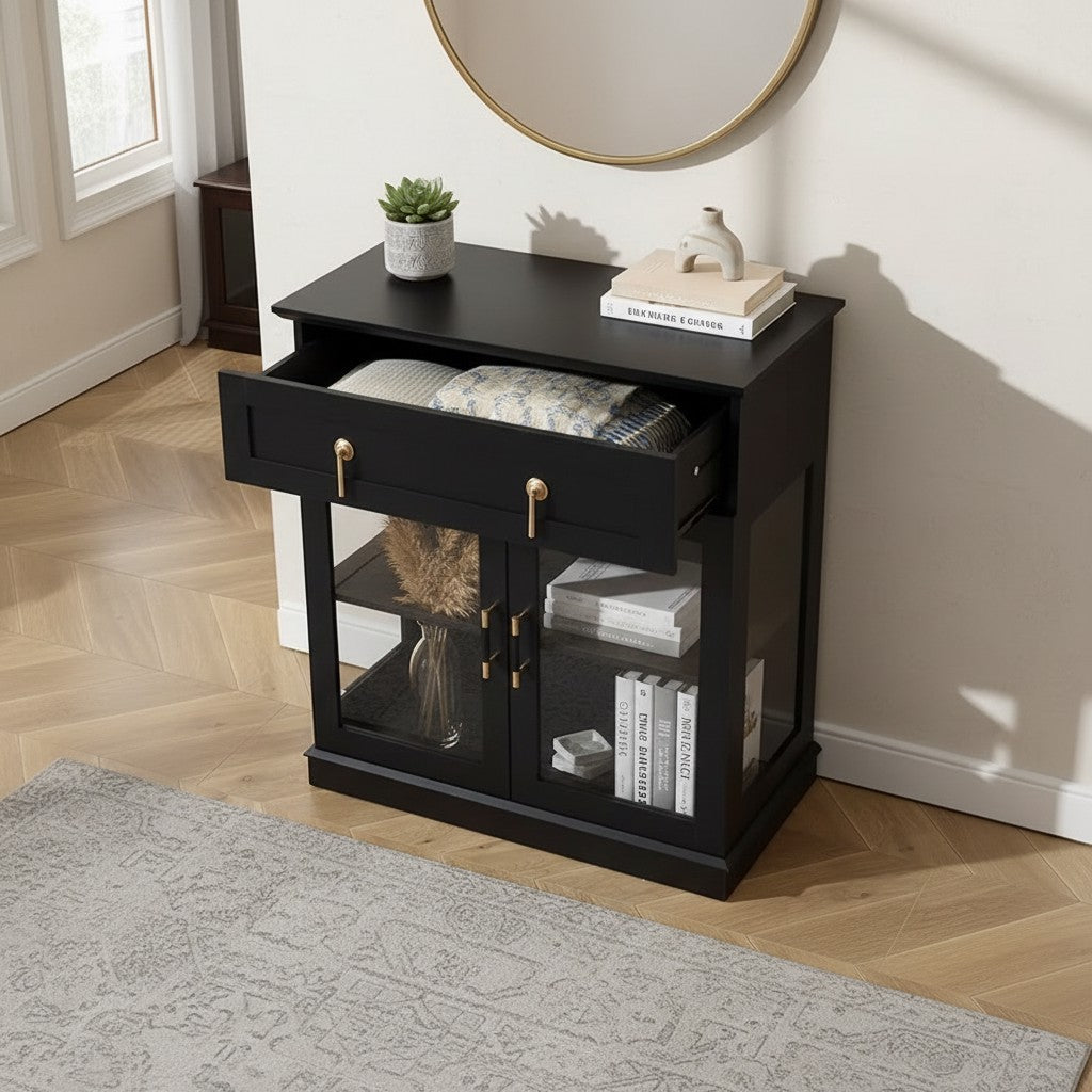 Modern Glass Door Cabinet – 3 Styles | Adjustable Shelves | Compact Storage Cupboard
