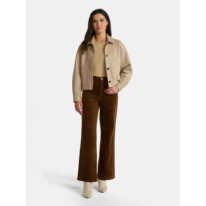 Women's and Women's Plus Corduroy Seamed Wide Leg Pants