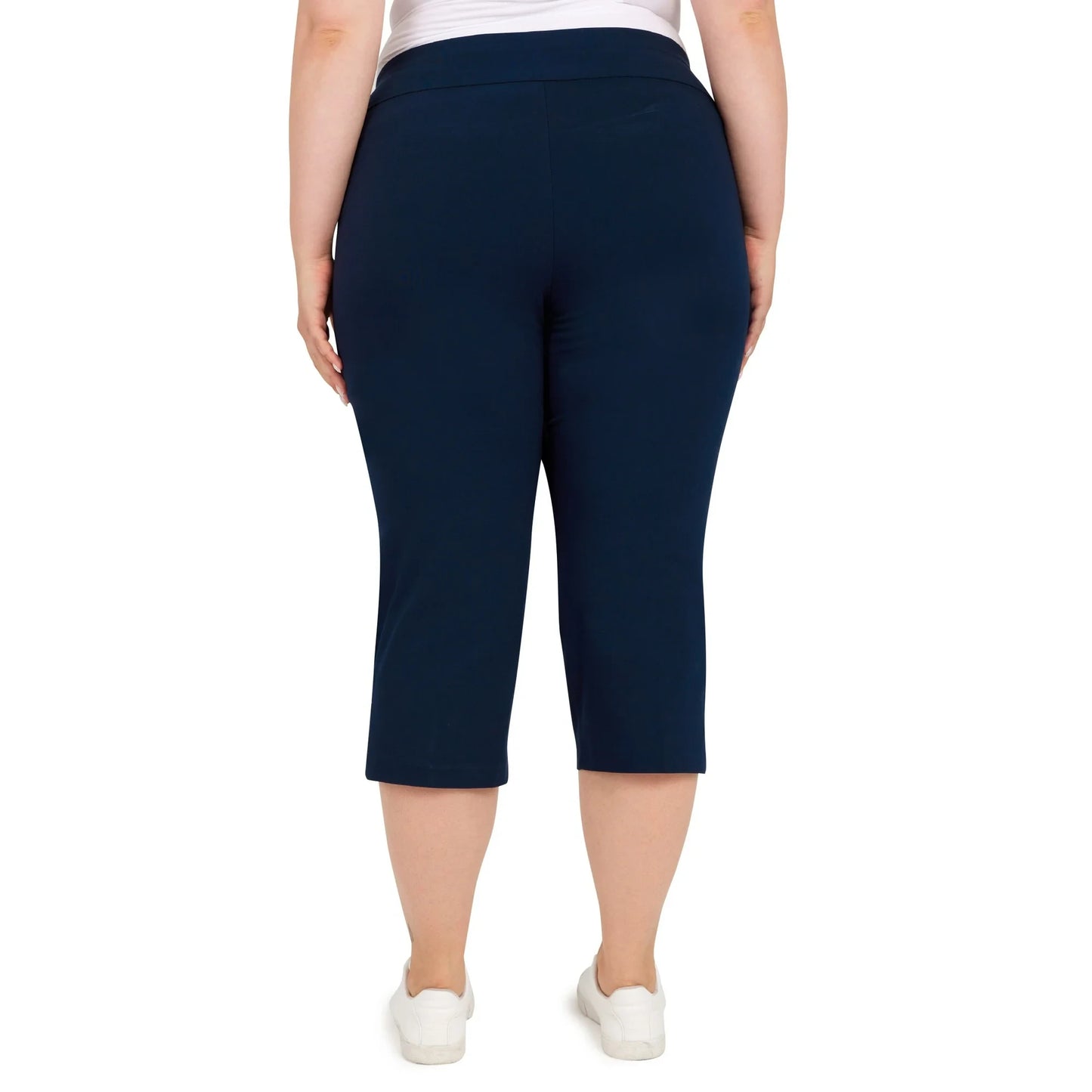 Womens Plus Solid Pull On Capri Pants