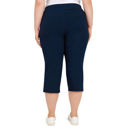 Womens Plus Solid Pull On Capri Pants