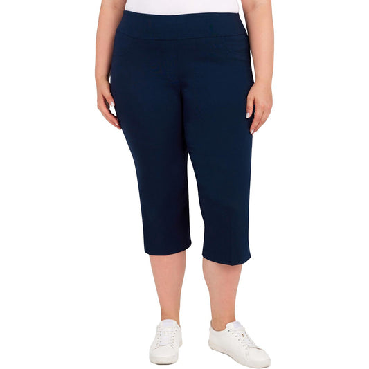 Womens Plus Solid Pull On Capri Pants