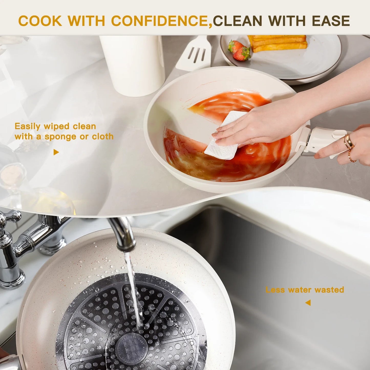 20 Piece Ceramic Pots and Pans Set Non Stick
