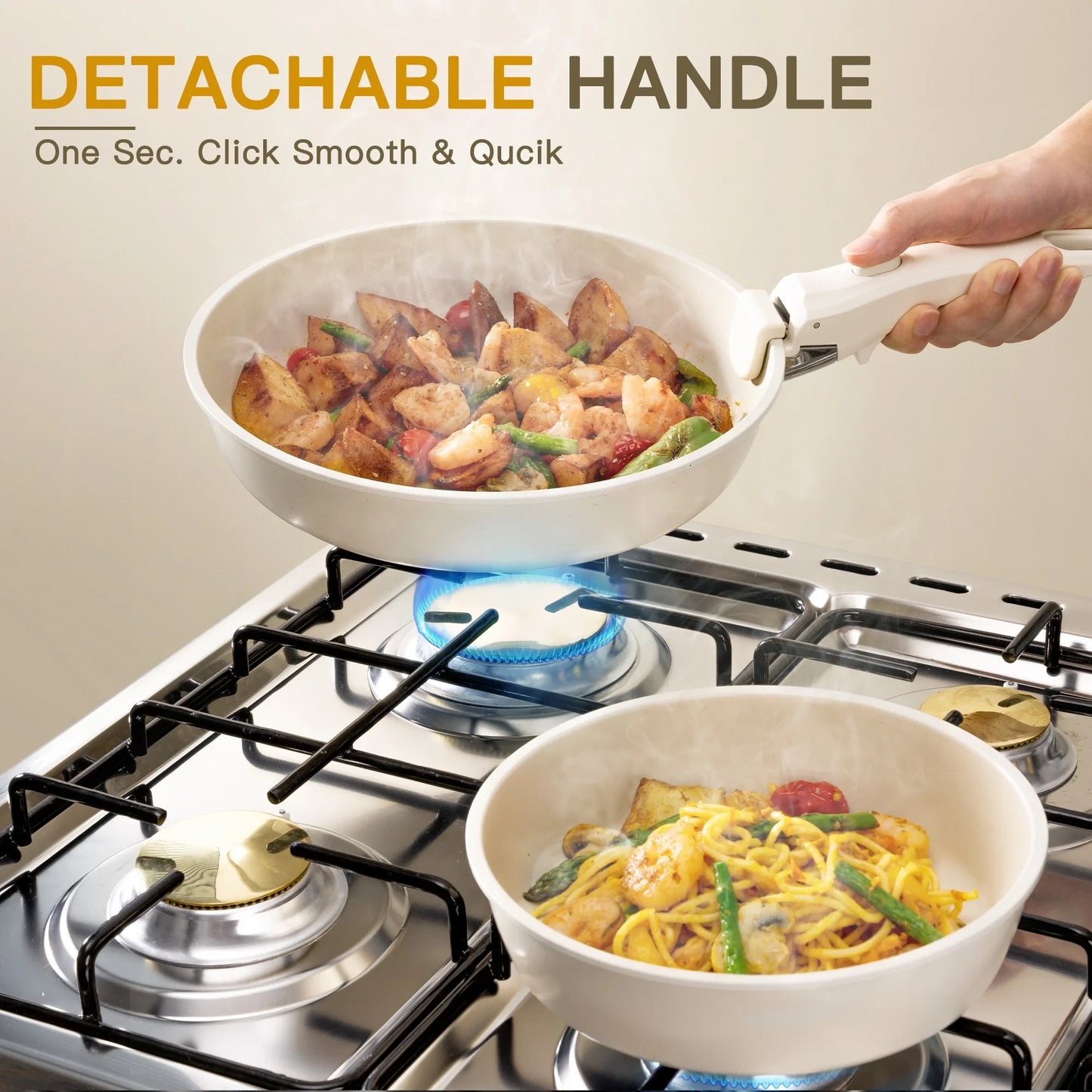 20 Piece Ceramic Pots and Pans Set Non Stick