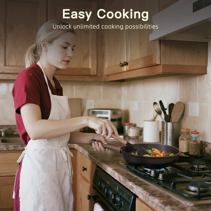 18-Piece Pots and Pans Set with Elegant Wooden Handle