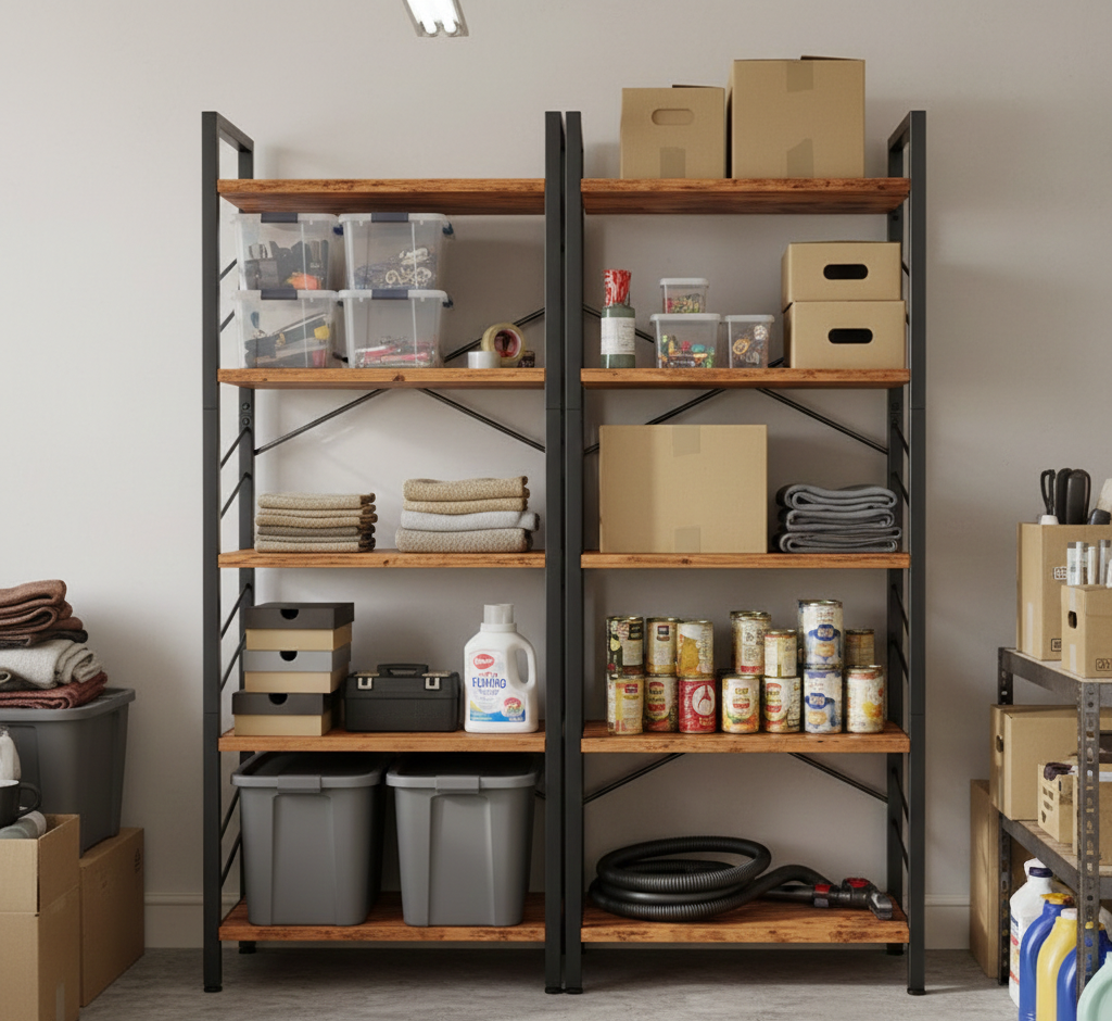 Industrial Bookshelf – /4/5/6/Triple-Tier Metal Storage Shelf