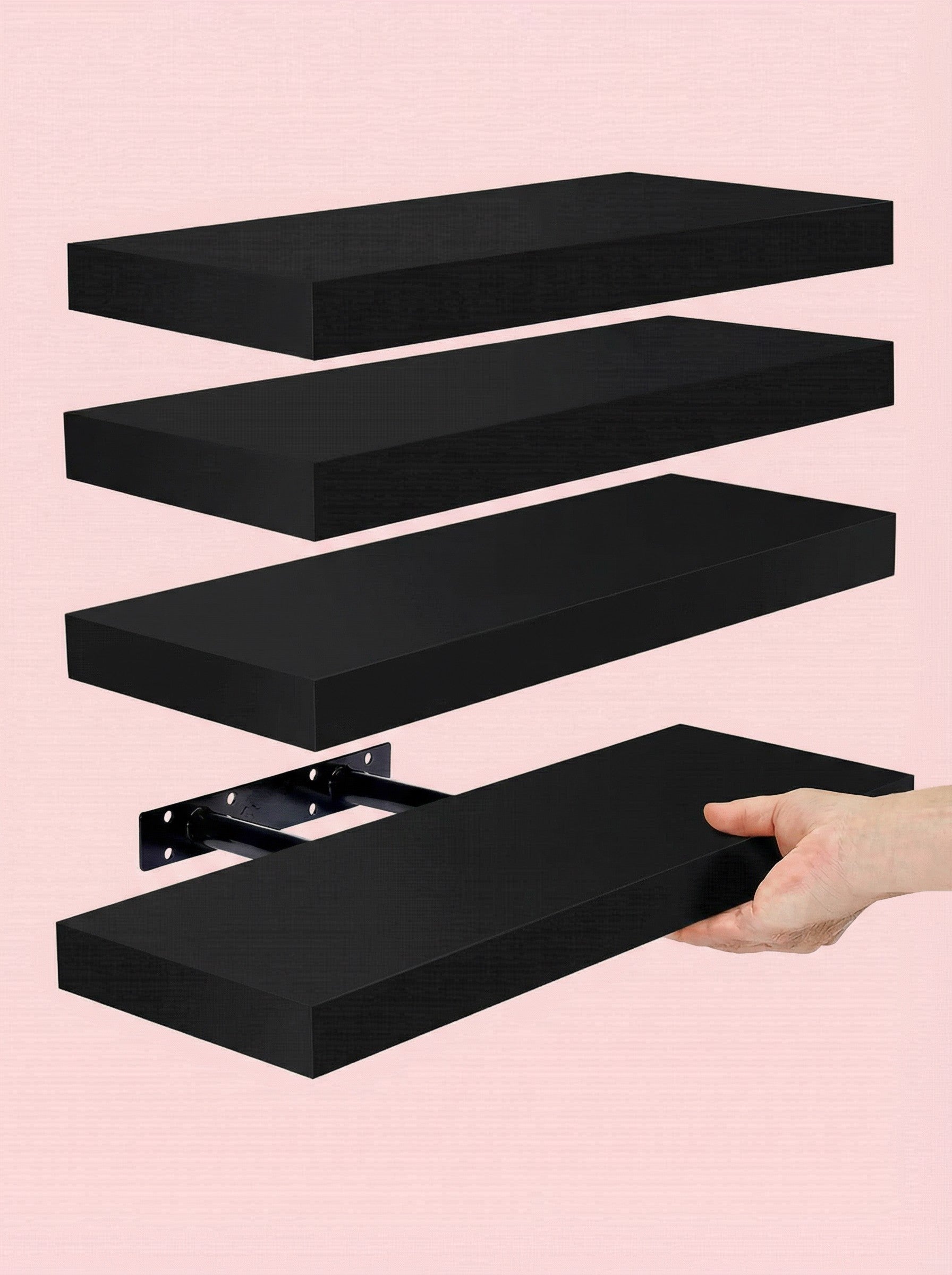 Floating Shelves Set of 4 – 15.8" Wall Shelves with Invisible Brackets