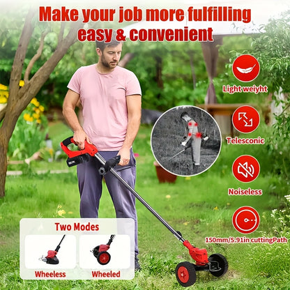 Cordless Electric Lawn Mower 2500W with 2 Batteries & 3 Blades