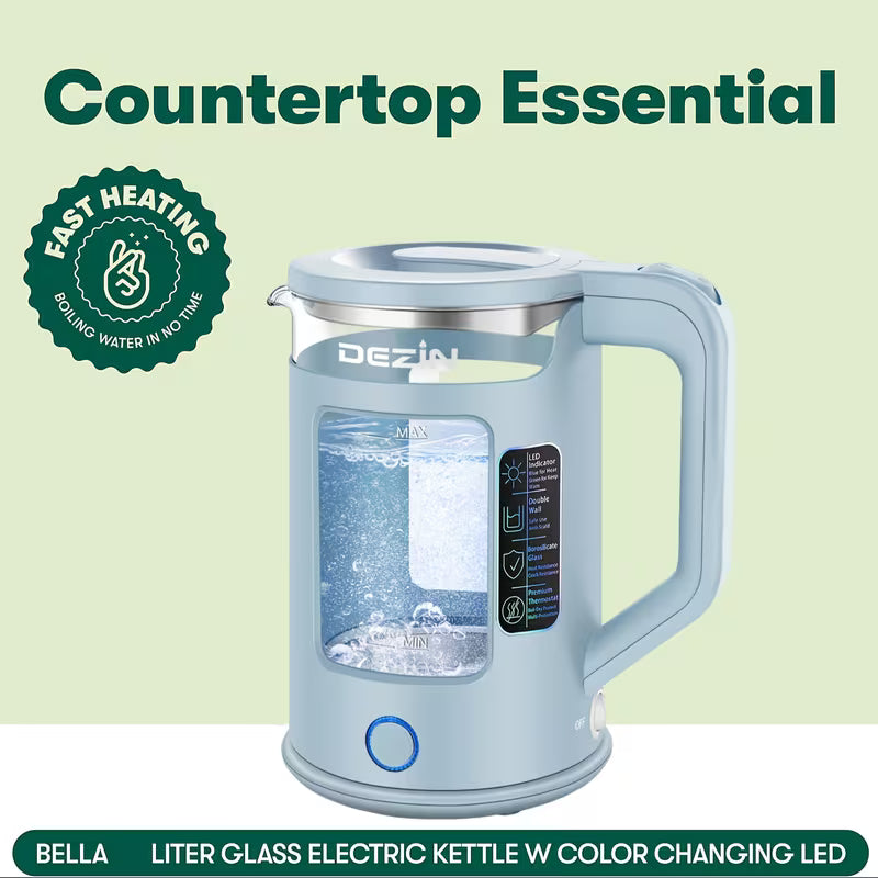1.6qt Stainless Steel Electric Kettle with LED Light Fast Boil