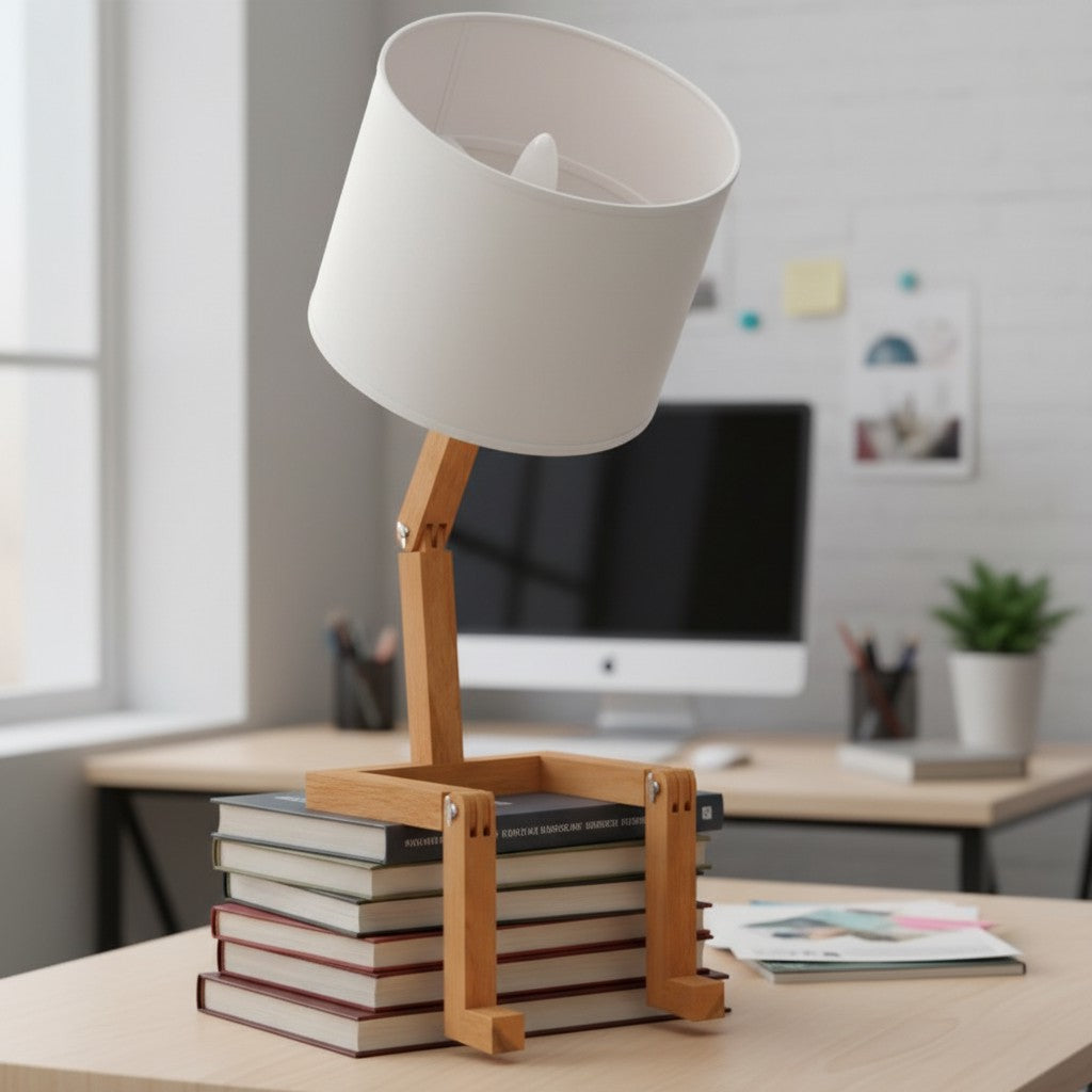 Creative Shape-Changing Wooden Lamp – Foldable Modern Desk Light for Bedroom, Study & Living Room