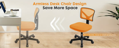 Ergonomic Armless Office Desk Chair Mesh Swivel Rolling Chair with Wheels