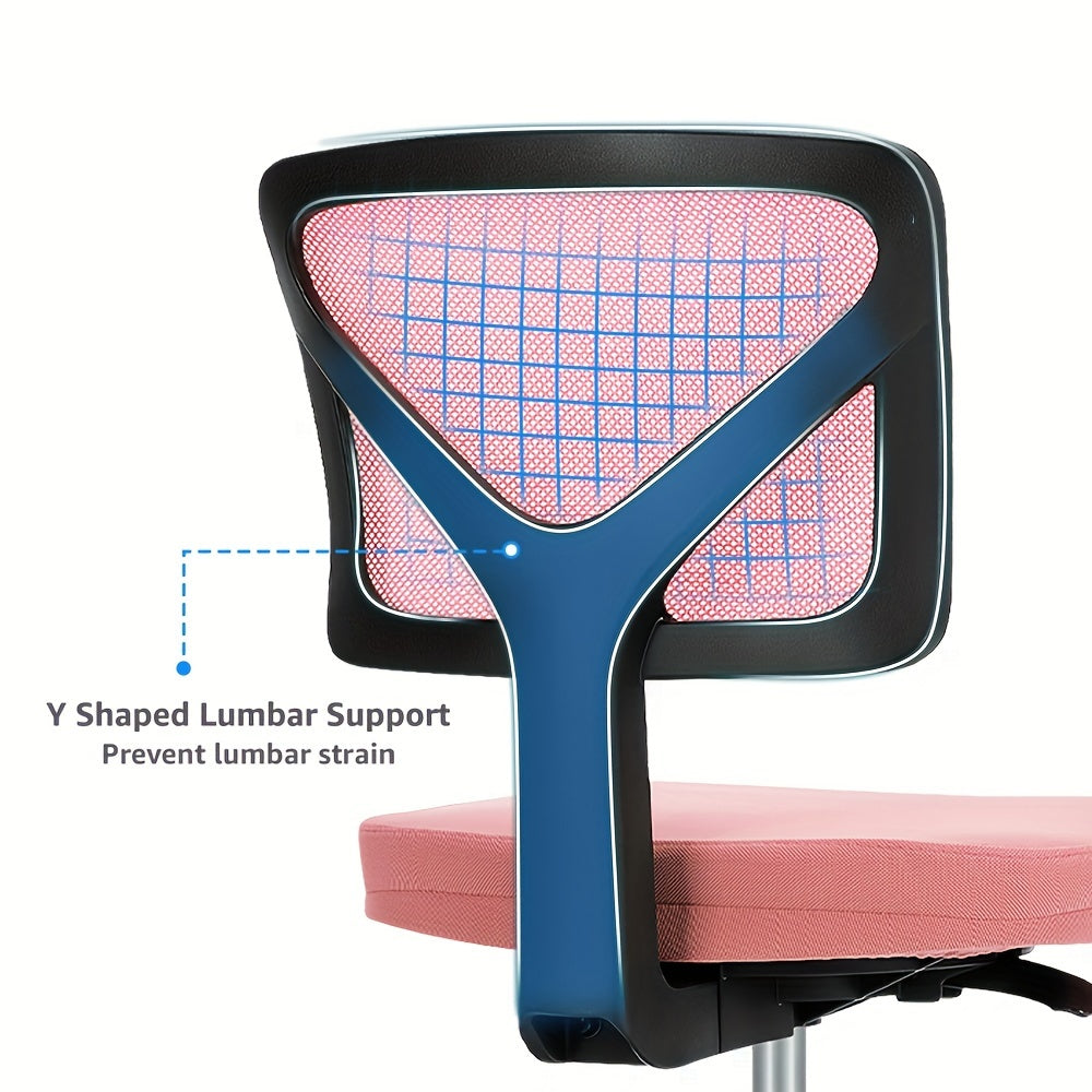 Ergonomic Armless Office Desk Chair Mesh Swivel Rolling Chair with Wheels