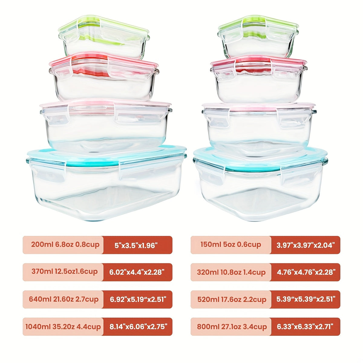 16-Piece Glass Food Storage Containers with Lids – Durable Set