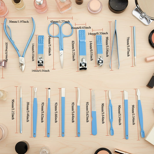 16-Piece Premium Stainless Steel Manicure & Pedicure Travel Kit