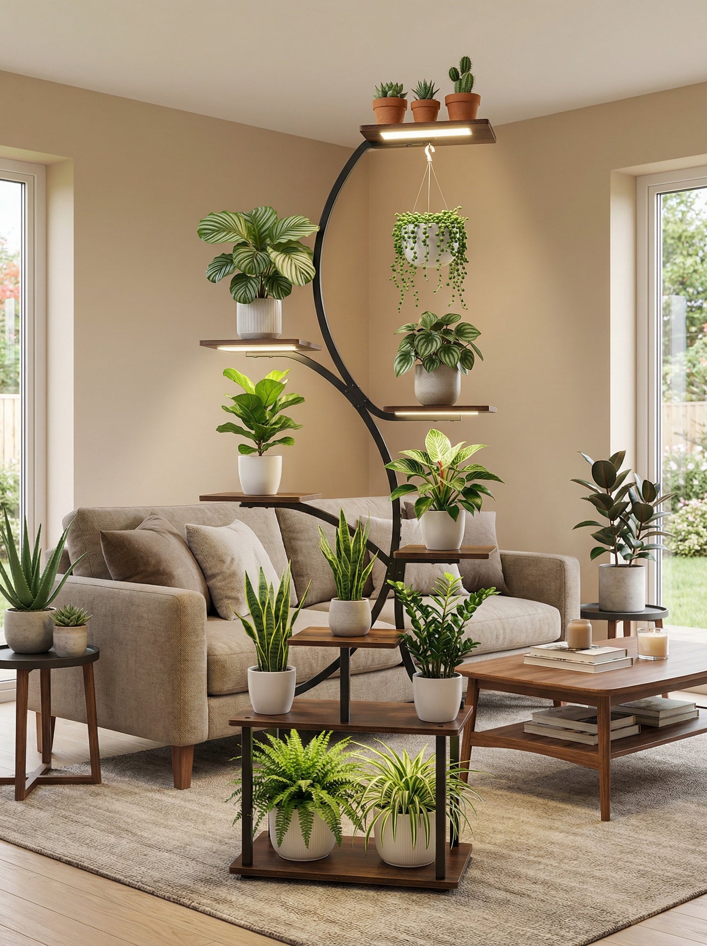 Metal 8-Tier Corner Plant Stand | Indoor Tree-Shape Plant Shelf