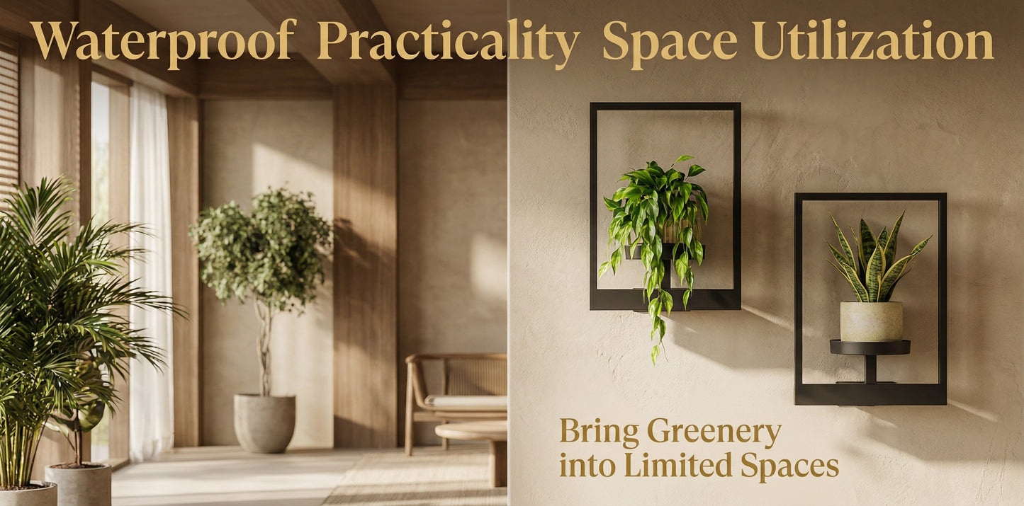 Metal Wall Frame Set with Shelf, Window-Style Holder for Small Pots & Home Decor