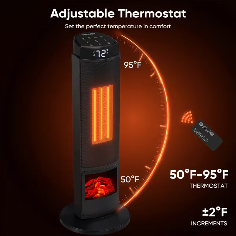 1500W Portable Electric Space Heater with Remote and Thermostat