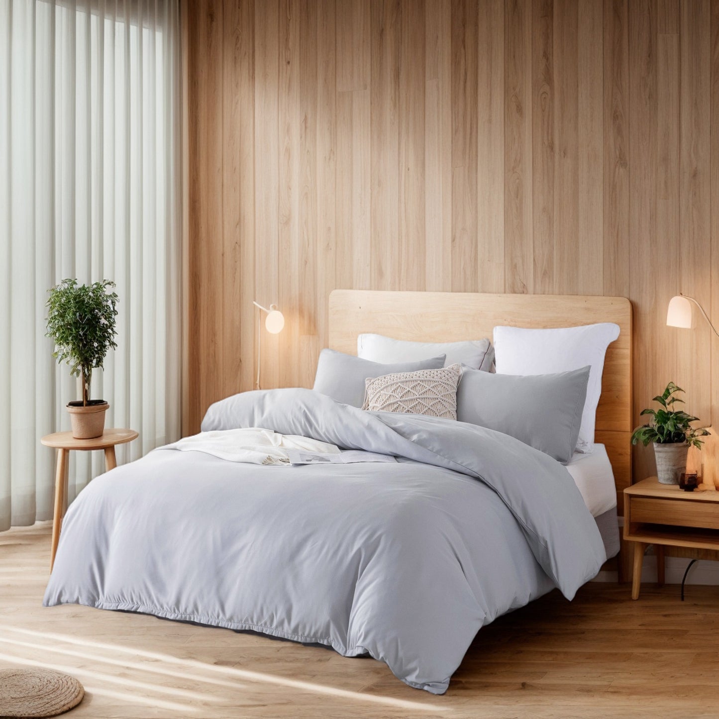 Soft Washed Microfiber Duvet Cover Set with Zipper Closure