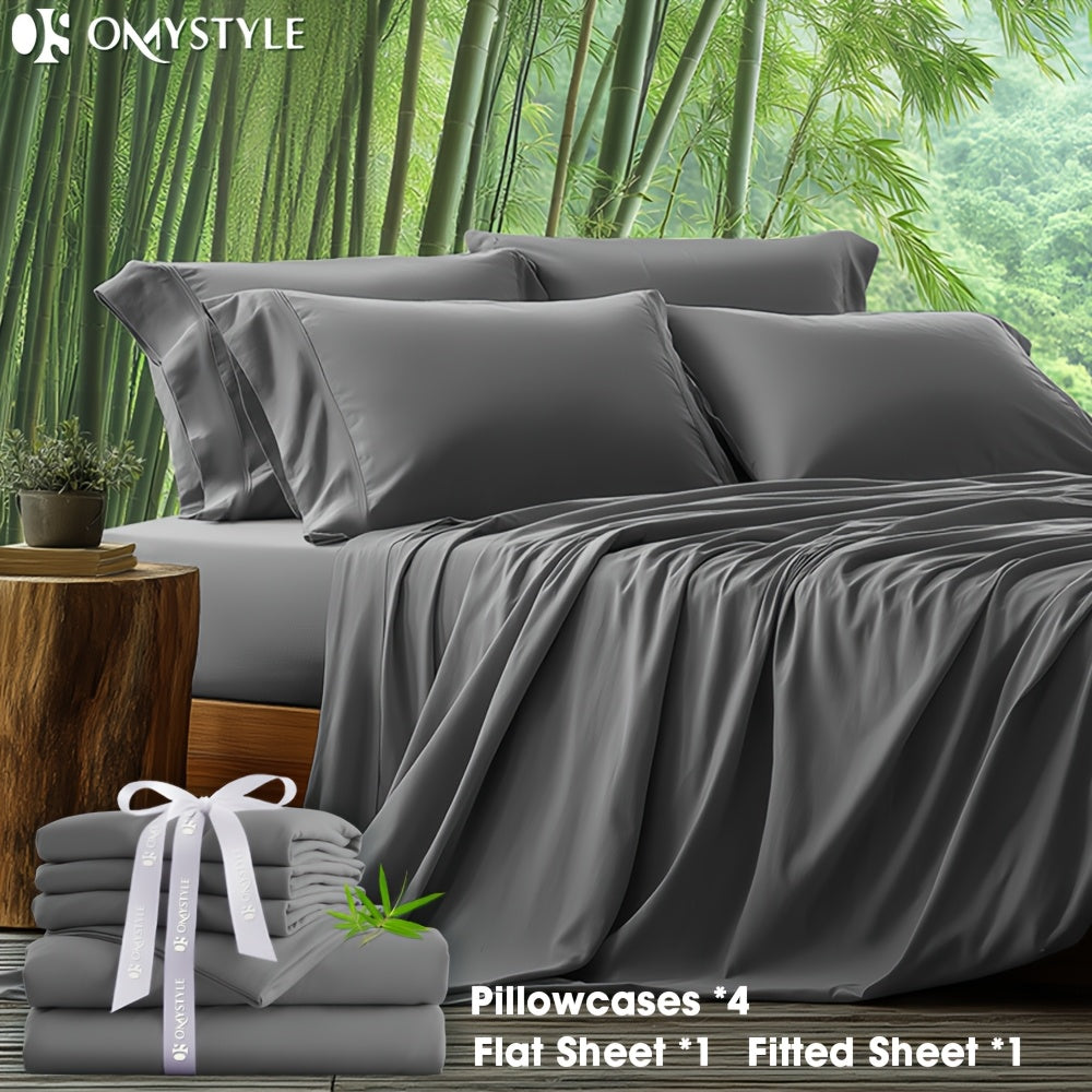 6-Piece Luxury Bamboo Lyocell Blend Sheet Set - Ultra Soft, Breathable, Deep Pocket