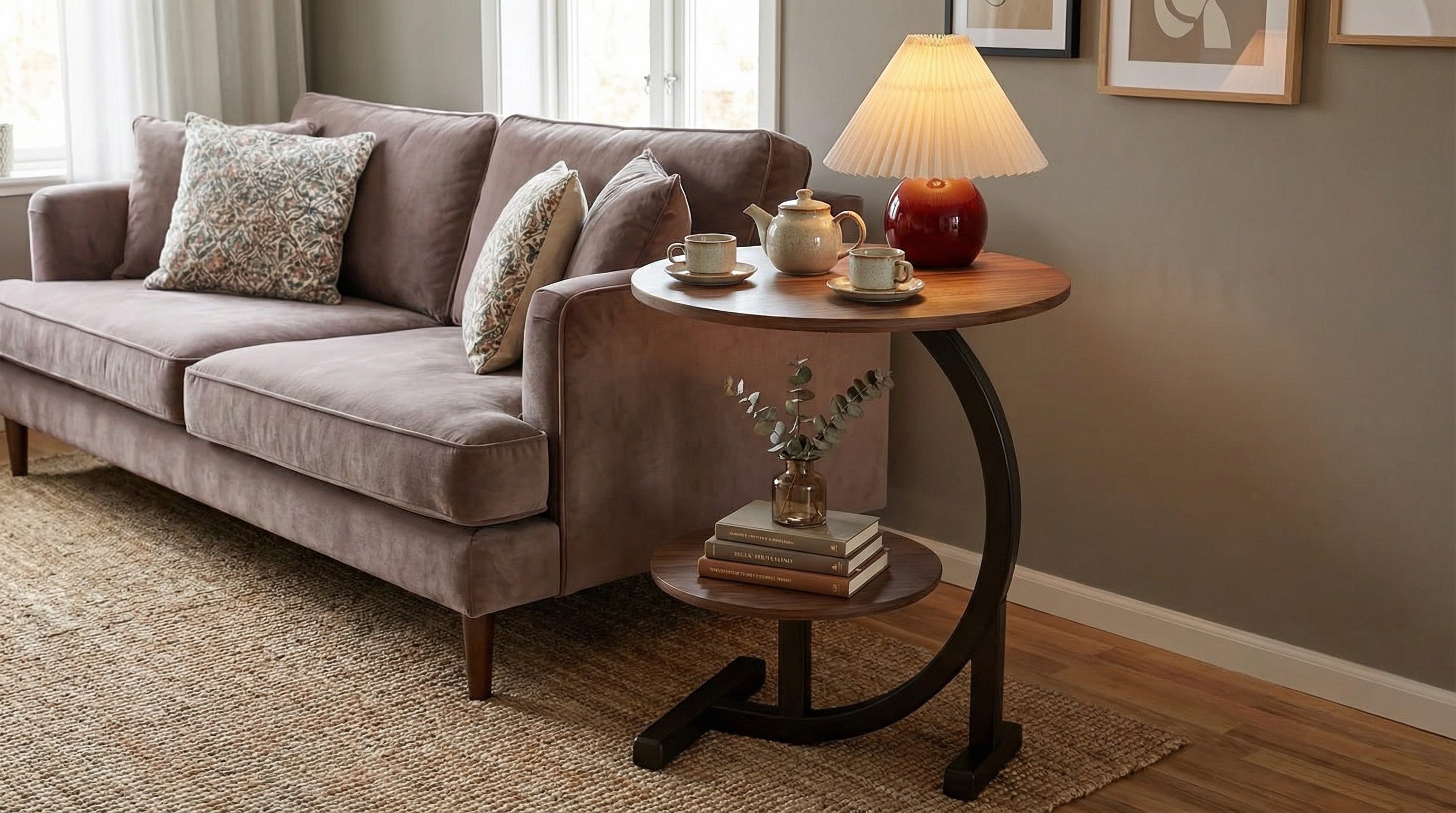 Modern Side Table – Round, C-Shape & Petal Designs | Sofa End Table with Metal