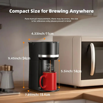 Compact Single-Cup Coffee Maker 6-12oz Rapid Brew Auto Shut-Off