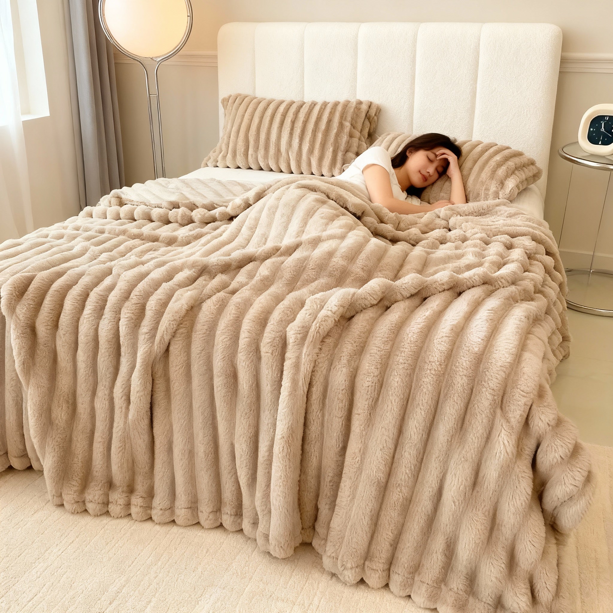 Ultra Soft Bunny-Plush Throw Blanket – Cozy Lightweight Sofa & Travel Cover