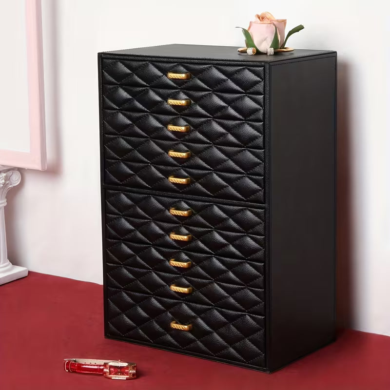 10-Layer Extra Large Faux Leather Jewelry Box Organizer