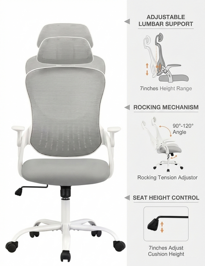 Ergonomic Mesh Office Chair – Multi Color High Back Chair with Lumbar Support