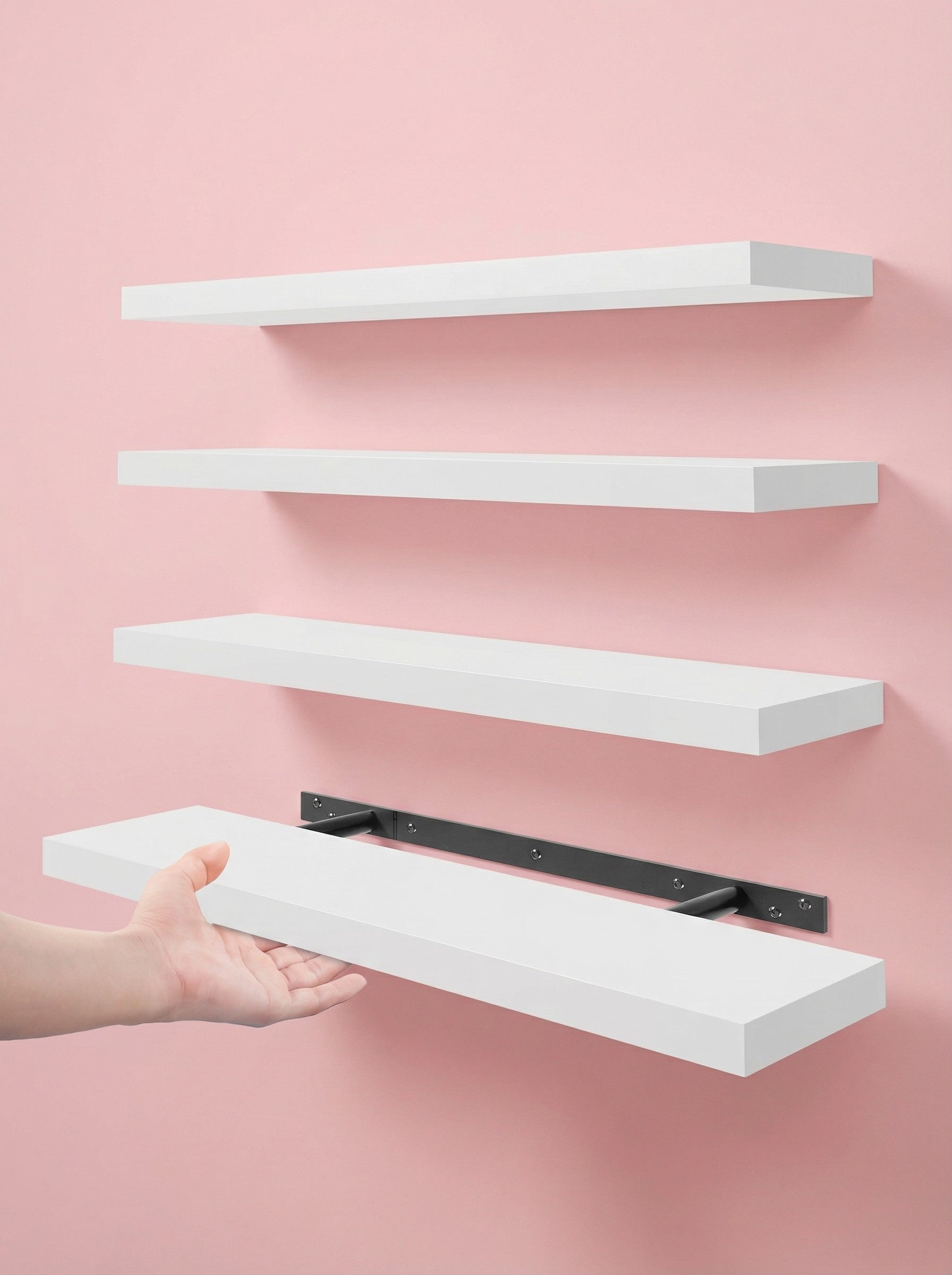 Floating Shelves Set of 4 – 15.8" Wall Shelves with Invisible Brackets