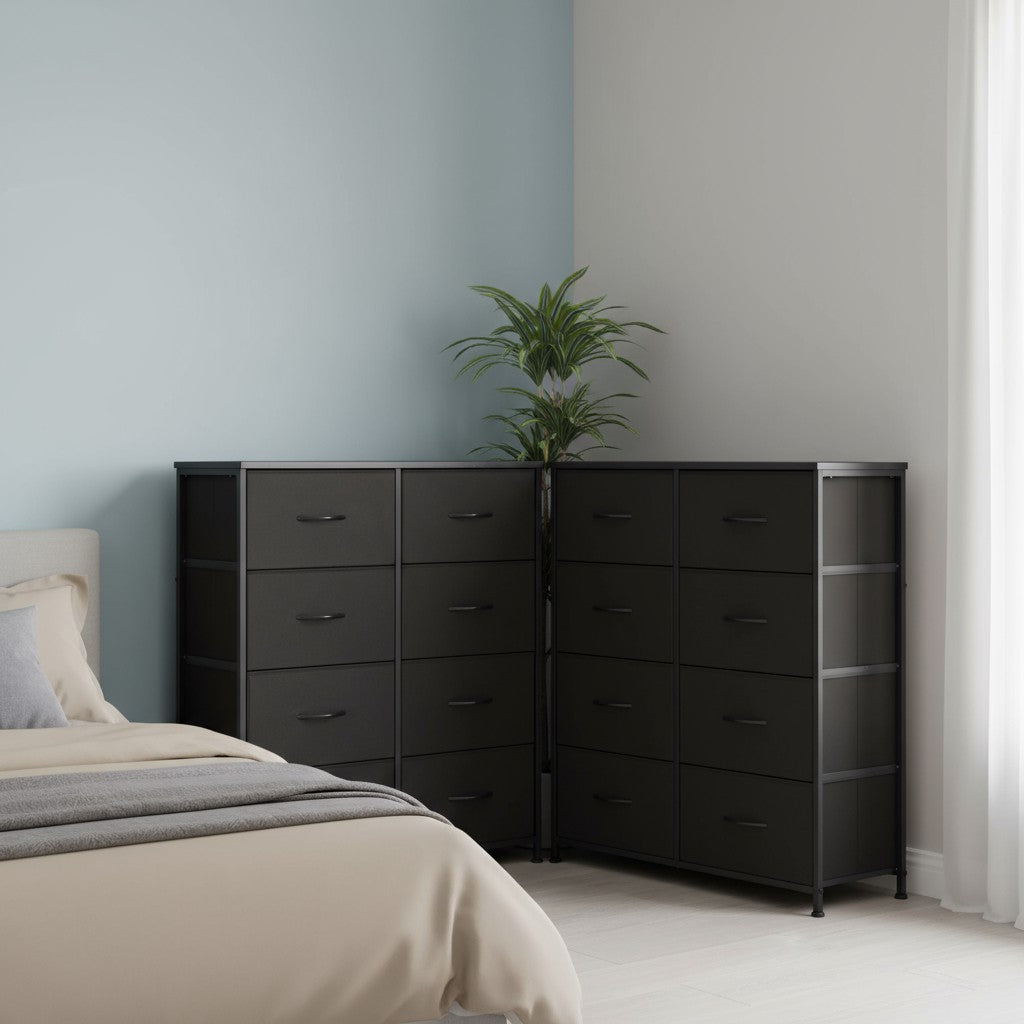 8-Drawer Metal Frame Dresser Wall-Mountable High-Feet Quick-Assembly Bedroom Storage