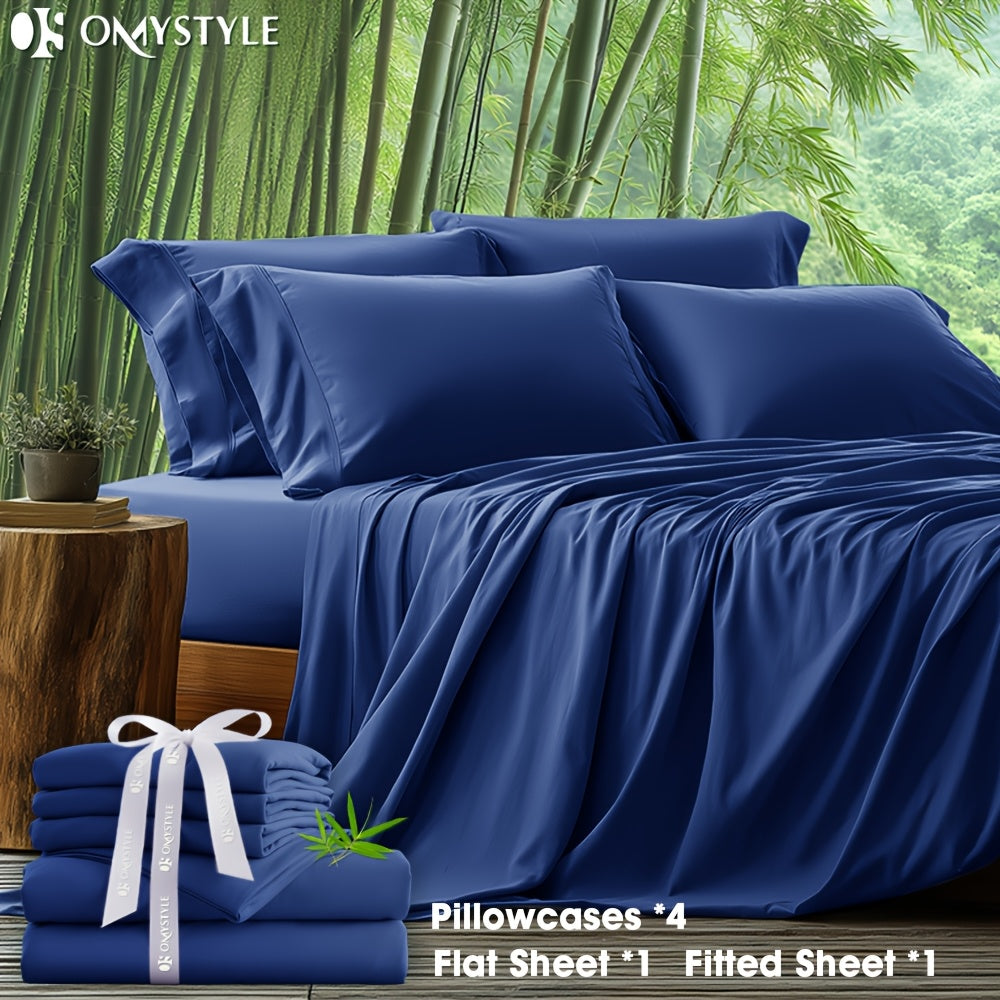 6-Piece Luxury Bamboo Lyocell Blend Sheet Set - Ultra Soft, Breathable, Deep Pocket