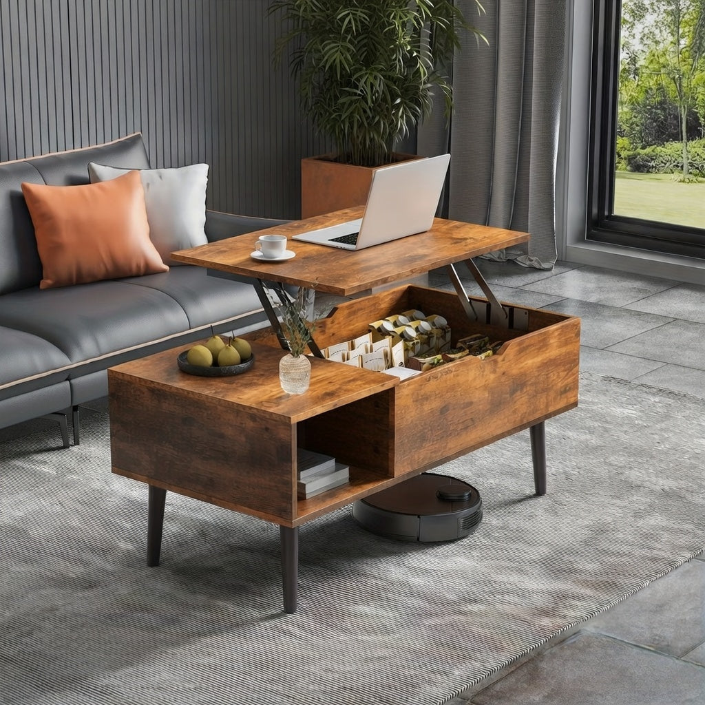 Lift Top Coffee Table with Storage, Wooden Living Room Center Table