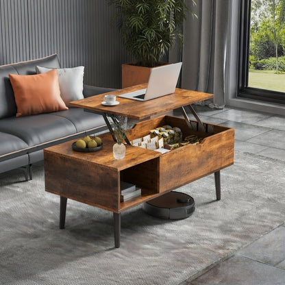 Lift Top Coffee Table with Storage, Wooden Living Room Center Table