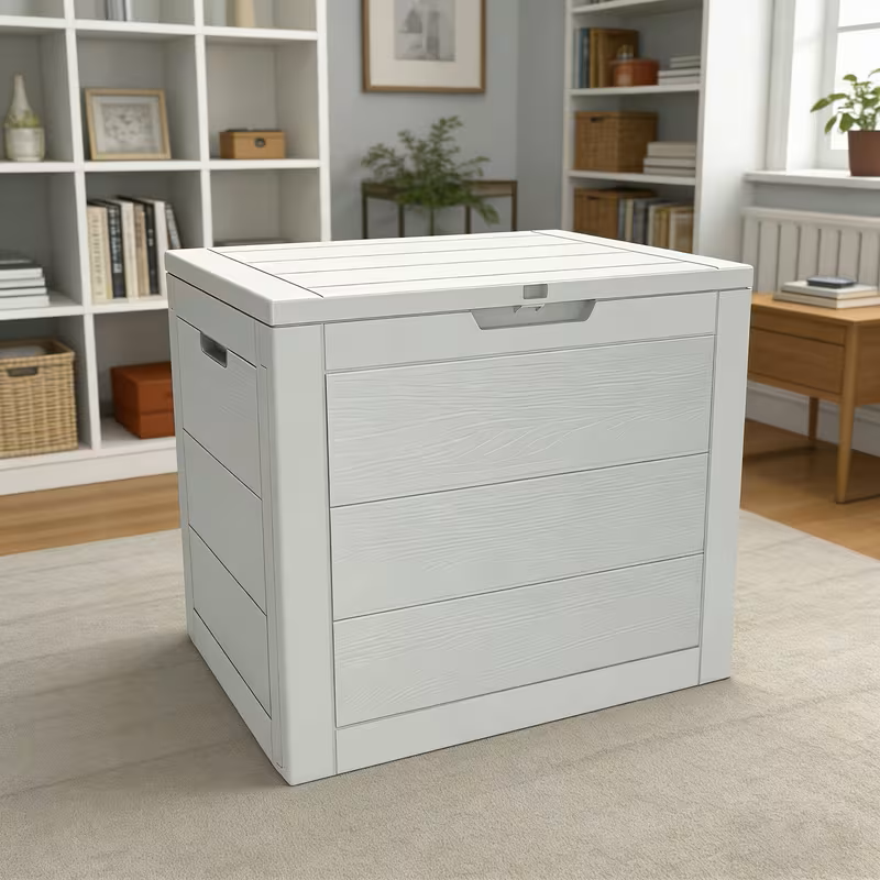 75 Gallon Heavy-Duty Outdoor Deck Box – Waterproof Patio Storage Box with Hinged Lid, Lockable & Easy Assembly
