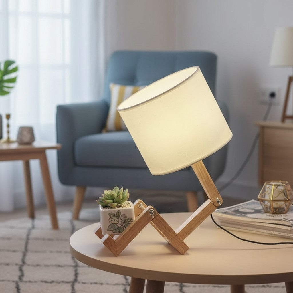 Creative Shape-Changing Wooden Lamp – Foldable Modern Desk Light for Bedroom, Study & Living Room