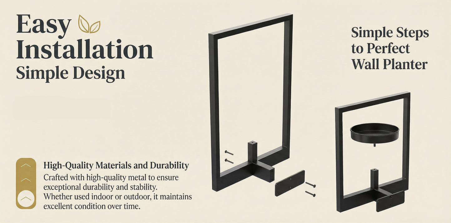 Metal Wall Frame Set with Shelf, Window-Style Holder for Small Pots & Home Decor